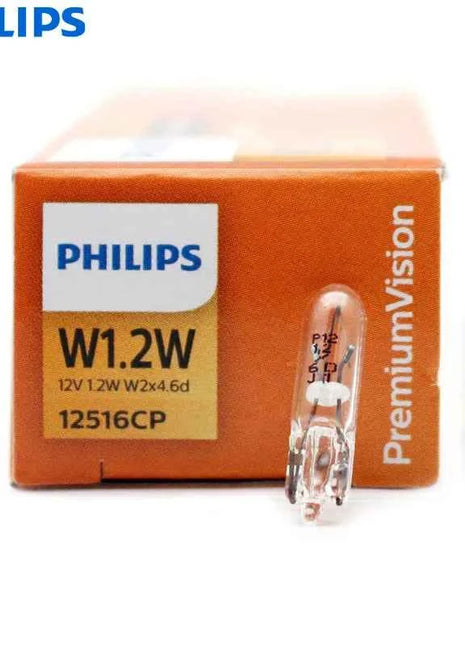 Philips W1.2W T5 12V 1.2W W2x4.6d Vision Standard Car Interior Light Original Plate Lamps Reading Bulbs 12516CP Wholesale 10pcs