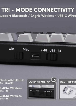 ATTACK SHARK M86 Wireless Mechanical Gaming Keyboard, 75% Gasket Hot Swappable RGB Custom Keyboard, Side Printed PBT Keycaps