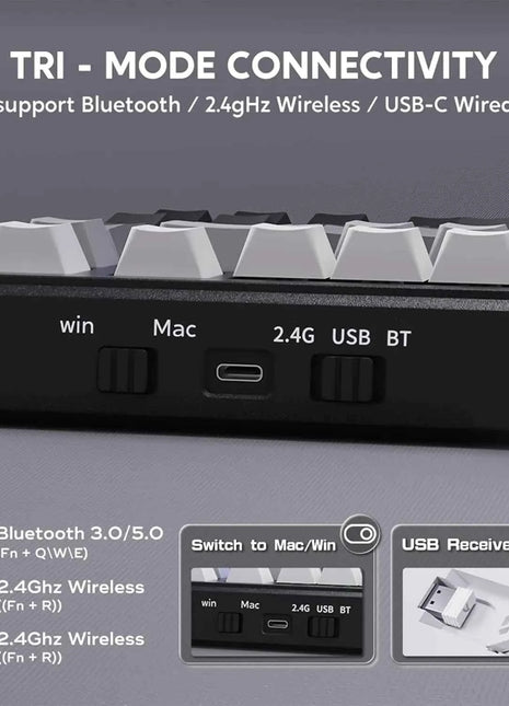 ATTACK SHARK M86 Wireless Mechanical Gaming Keyboard, 75% Gasket Hot Swappable RGB Custom Keyboard, Side Printed PBT Keycaps