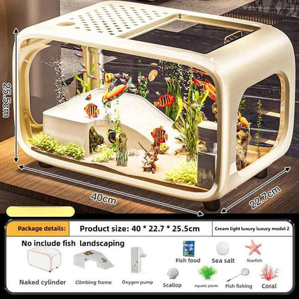 Creative Aquarium Fish Tank Ecological Landscape Set Integrated Filtration Oxygen Generation Machine Transparent Turtle Tank