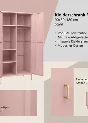 Armadio, rosa, 90x50x180 cm, in acciaio