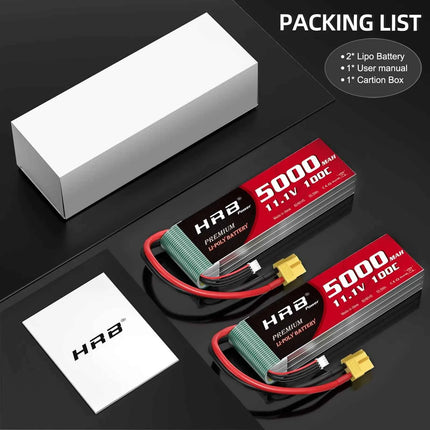 HRB 3S Lipo Battery 11.1V 2200mah 100C XT60 For Axial SCX10 Airplanes FPV Drone Racing Car Boat RC Parts
