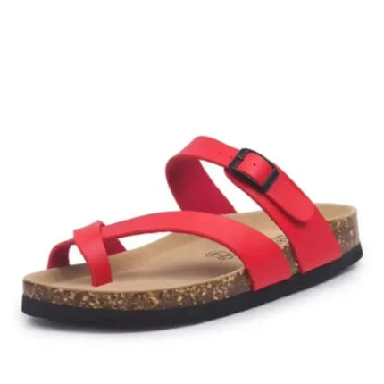 28 colori New Summer Beach Infradito in sughero Sandali Donna Pu Leather Colore misto Scarpe da pantofola per San Valentino all'aperto