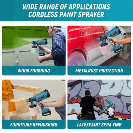 Cordless Paint Spray Gun For Makita For Dewalt For Milwaukee For Bosch 18V Battery Electric Rechargeable Sprayer Power Tool