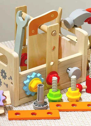 Kids Wooden Tool Bench Set with Repair Tools - Montessori Workbench, Construction & Educational Toy, Christmas Birthday Gifts