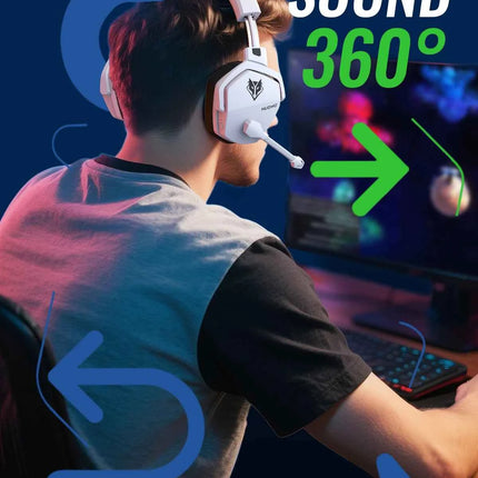 NUBWO G06 Wireless Headsets Gamer with Charging Station for Headset and PS5 Controller Gaming Headphones Long Battery Life