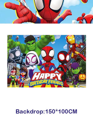 Set Decorazioni per Festa di Compleanno Spidey e Amici, Articoli per la Tavola, Bicchieri, Piatti, Palloncini, Striscione, Sacchetti Regalo, Decorazioni per Torte, Accessori per Bambini
