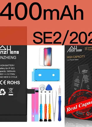 PINZHENG Real High Capacity Battery For iPhone 8 SE2020 6 6S 7 8Plus X Xs Max Xr Phone Replacement Batteries Warranty One Year
