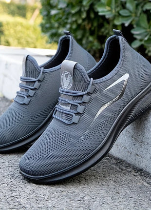 Men's Lightweight Breathable Knit Sneakers Non-Slip Basketball Running Training Shoes Black White Sports Shoes PU Sole