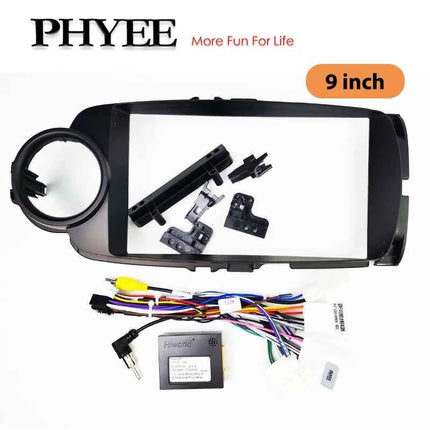 Adattatore per cablaggio CAN Bus Decodificatore Cruscotto Telaio del pannello per Toyota Yaris dal 2016 al 2018, per 2 DIN 9 "16 Pin Android Radio