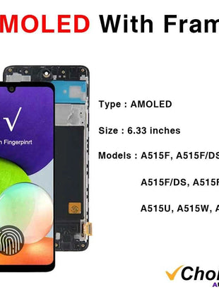 A51 Super AMOLED For Samsung A51 Screen LCD Display Digitizer Assembly Parts SM A515F A515U A515W A515X With Frame Touch Screen