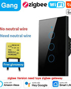 TNCE Tuya US Wi-Fi Zigbee Switch, 1/2/3/4 gang, wall button with LED light control, no neutral wire, smart voice with Alexa Google Home