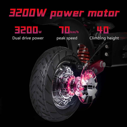 BOYUEDA Q7 Pro Max Electric Scooter 3200W Dual Motor 52V28AH With NFC Key Activated App Control 10" Tires Foldable E-Scooter