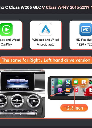 Linux Multimedia Screen Wireless CarPlay Android Auto for Mercedes-Benz W205 W176 GLC A C V Class W447 CLA GLA 2015-2018 NTG5.0