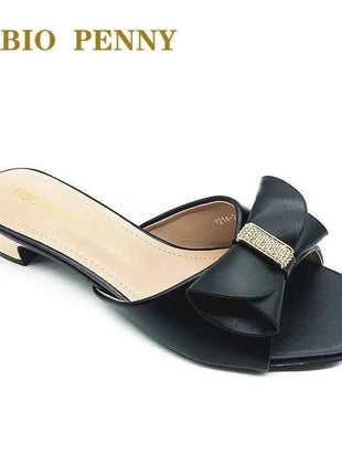 FABIO PENNY nuovo design con fiocco tinta unita elegante pantofole da donna con tacco basso e sandali con tacco medio per cena
