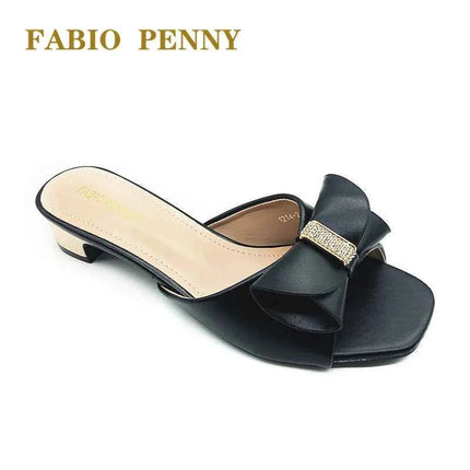FABIO PENNY nuovo design con fiocco tinta unita elegante pantofole da donna con tacco basso e sandali con tacco medio per cena