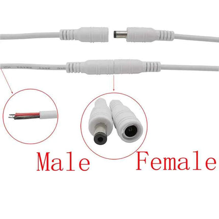 5.5*2.1mm Maschio Femmina Cavo di Alimentazione DC Spina del Cavo Martinetti Adattatore del Connettore Treccia Bianco Nero Per Telecamera CCTV 5050 3528 HA CONDOTTO LA striscia