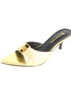 2024 New Women's Summer Pointed Toe Fish Mouth High Heel Slippers Non-slip Outdoor Sexy Slippers GJ Metal Decorative Single Shoes