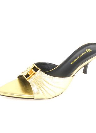2024 New Women's Summer Pointed Toe Fish Mouth High Heel Slippers Non-slip Outdoor Sexy Slippers GJ Metal Decorative Single Shoes