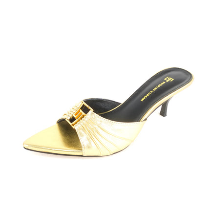 2024 Pantofole da donna nuove estive a punta con bocca di pesce Tacchi alti Pantofole da esterno antiscivolo sexy GJ Scarpe singole decorative in metallo
