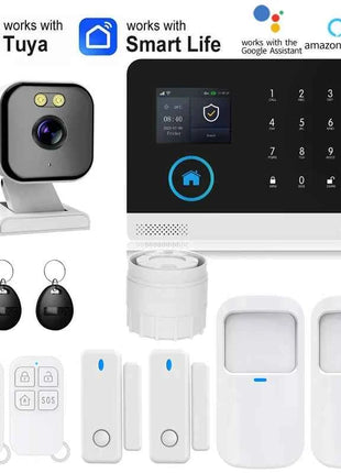 Telecamera di monitoraggio PIR Sistema di allarme di sicurezza WiFi GSM Alexa Tuya Smart Life Thief Invasion Sistema di sicurezza di allarme domotico