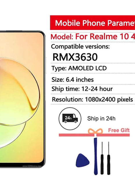 Nuovo display per Oppo Realme 10 4G Display LCD Touch Screen Digiziter Assembly per la sostituzione del display Realme 10 RMX3630