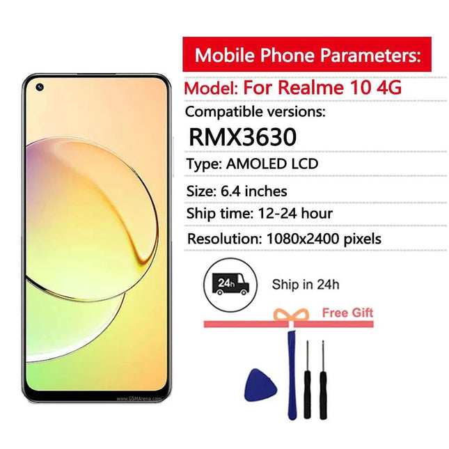 Nuovo display per Oppo Realme 10 4G Display LCD Touch Screen Digiziter Assembly per la sostituzione del display Realme 10 RMX3630