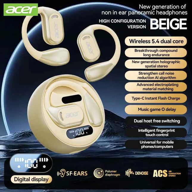 [Official Acer Product] Ohr510 Wireless Bluetooth Headphones Open-Ear Design Comfortable for Wearing Sports Running Fitness Compatible with Mobile Phones Tablets Laptops Multi-Device Compatibility