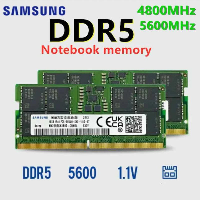 SAMSUNG DDR5 Laptop Memory 8GB 16GB 4800MHZ 5600MHZ 1.1V DDR5 262-Pin SO-DIMM RAM
