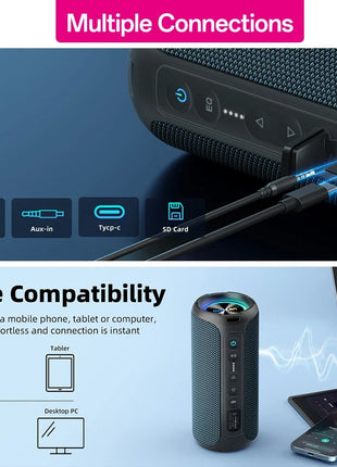 Altoparlante Bluetooth portatile Ortizan X8 Pro, suono potente da 40 W e bassi migliorati, impermeabile IPX7, accoppiamento TWS, luci RGB, ingresso TF/AUX, altoparlanti wireless Bluetooth 5.3 per casa, esterni