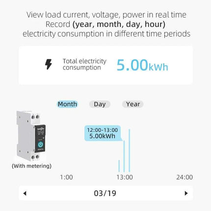 Tuya Wifi Smart Circuit Breaker Switch With Metering 63A1P Din Rail remote control Smart Home Smart Life App Timer Module TONGOU
