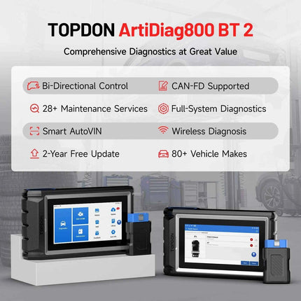 TOPDON Artidiag800 BT 2 Automotive Car Diagnostic Tool Full System OBD2 Scanner 2 Years Free Update Scan Tool VCI Repair Tool
