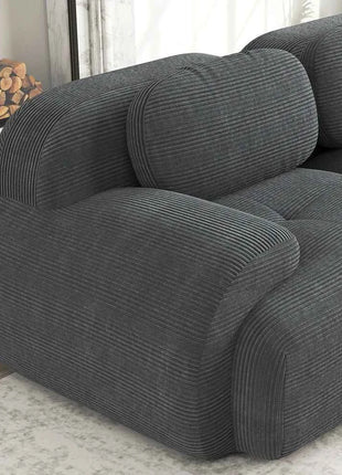 Modular Corner Cord Fabric Sofa - No Assembly Required, Extra-wide Armrests, 32D High Elastic Upholstery, Ergonomic Cozy Couch