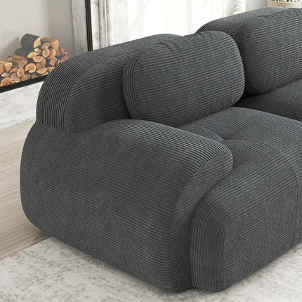 Modular Corner Cord Fabric Sofa - No Assembly Required, Extra-wide Armrests, 32D High Elastic Upholstery, Ergonomic Cozy Couch