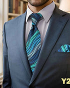 Set Cravatta e Fazzoletto Uomo Colorato 160cm - Accessori Matrimonio