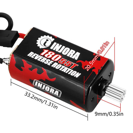 INJORA 180 Brushed Motor 48T 55T with Stainless Steel Pinion for 1/18 RC Crawler TRX4M Upgrade (INM11)