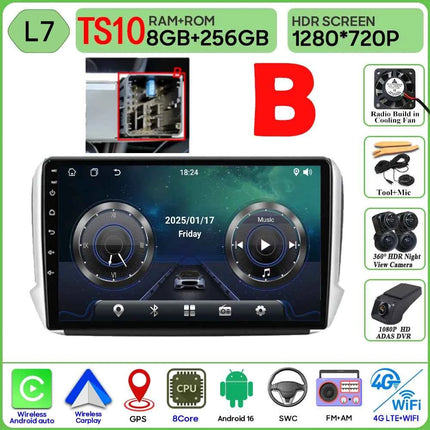 Android 16 GPS Navigation For Peugeot 2008 208 Series 2012 - 2018 Carplay Car Radio Multimedia Player Stereo Video BT 2k Screen