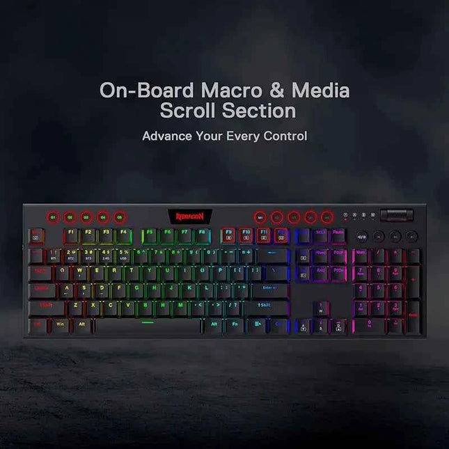 Redragon K618 Horus Wireless RGB Mechanical Keyboard, Bluetooth/2.4Ghz/Wired Tri-Mode Low Profile Gaming Keyboards