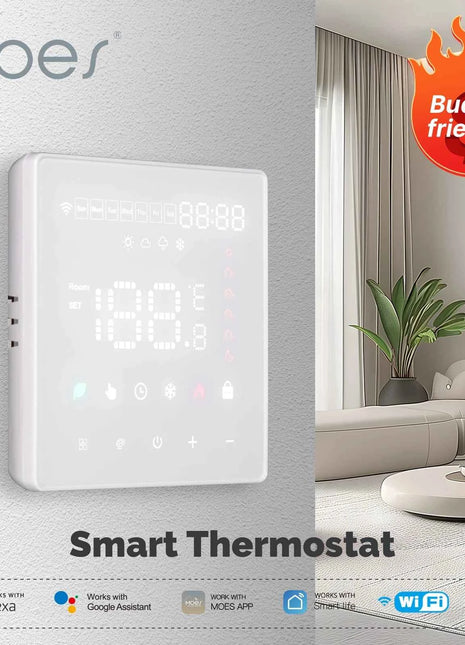Moes Smart WiFi Zigbee Floor Heating Thermostat Tuya Compatible APP Control Schedule Energy Saving Child Lock Touchscreen