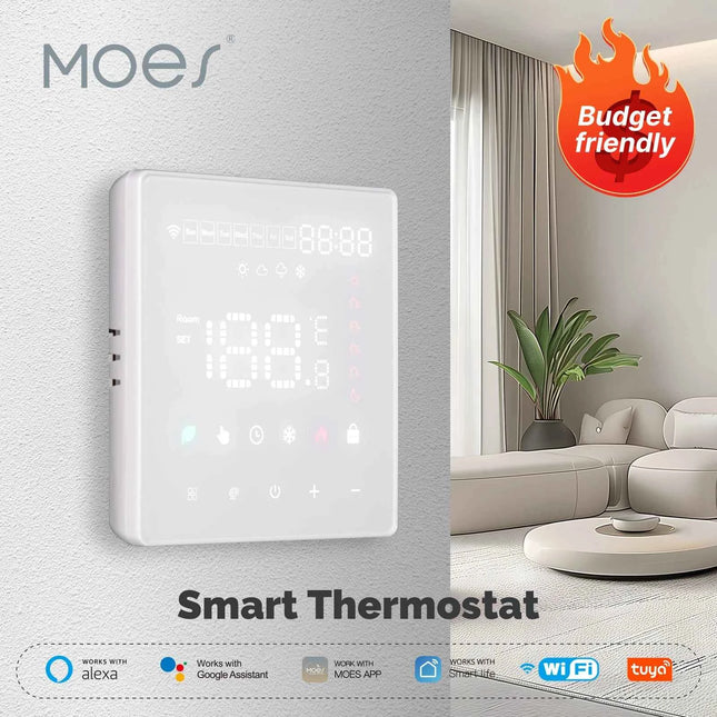 Moes Smart WiFi Zigbee Floor Heating Thermostat Tuya Compatible APP Control Schedule Energy Saving Child Lock Touchscreen