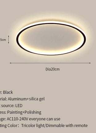 Lampada da Soffitto LED Ultrasottile AuroraRealm, Illuminazione Moderna per Soggiorno con Telecomando, Lampadario per Camera da Letto e Balcone