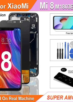 6.21 ''Super AMOLED LCD Per Xiaomi Mi 8 LCD M1803E1A Display Touch Screen Digitizer Assembly Parti di Ricambio Per Mi 8 Schermo