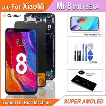 6.21 ''Super AMOLED LCD Per Xiaomi Mi 8 LCD M1803E1A Display Touch Screen Digitizer Assembly Parti di Ricambio Per Mi 8 Schermo