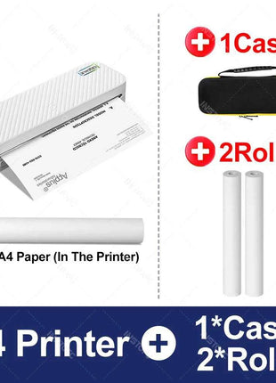 Portable A4 Thermal Printer Bluetooth Photos PDF Document Printing Machine Folded Rolls Paper For Office Work Home School Travel