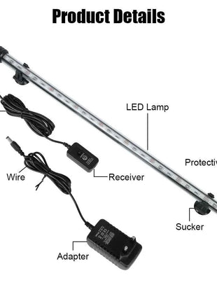 Fish Tank Light Bar 5050 RGB LED 28cm 48cm Waterproof Aquarium Submersible Lamp Remote Control 16 Kinds of Colors EU Plug
