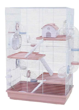 Large Multi-Level Hamster Cage with Tunnels, Spacious & Ventilated Syrian Hamster Habitat, Fun Interactive Pet Home