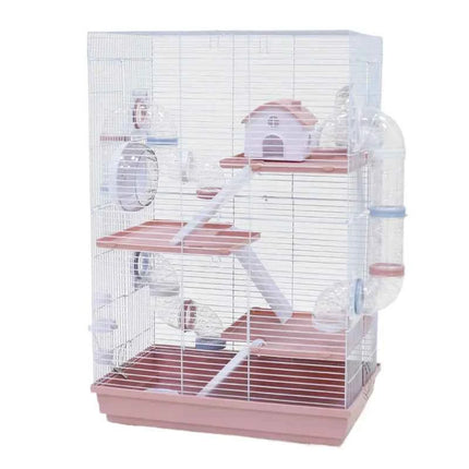 Large Multi-Level Hamster Cage with Tunnels, Spacious & Ventilated Syrian Hamster Habitat, Fun Interactive Pet Home