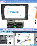 For 2015-2018 CITROEN BERLINGO PEUGEOT PARTNER 9 INCH Car stereo radio Android fascia panel wiring harness canbus decoder