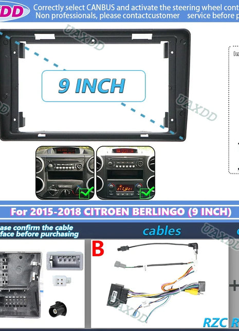 Per il 2015-2018 CITROEN BERLINGO PEUGEOT PARTNER 9 POLLICI Auto stereo radio Android telaio pannello cablaggio adattatore decoder canbus