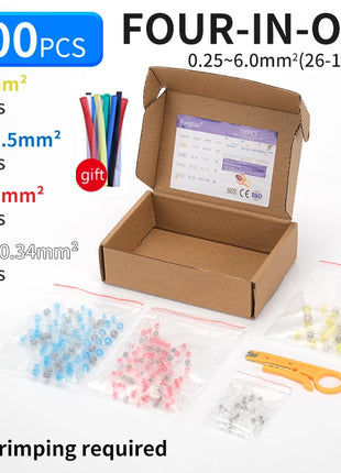 50/100/200/250PCS connettori per cavi sigillati per saldatura, tubi termorestringenti anelli di saldatura connettori per aggancio, isolamento impermeabile ele